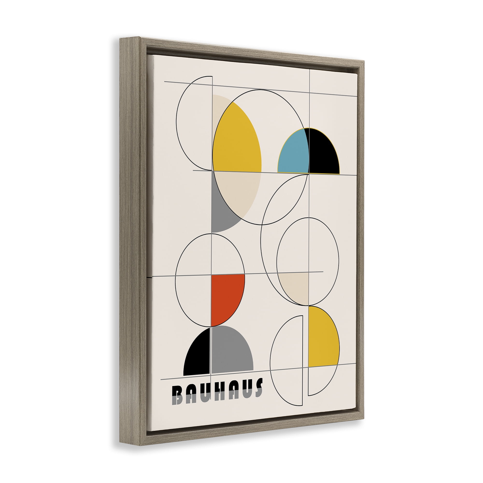 Stupell Industries Bauhaus Movement Geometrics Abstract Painting Brown Floater Framed Canvas Art Print Wall Art, 17 x 21