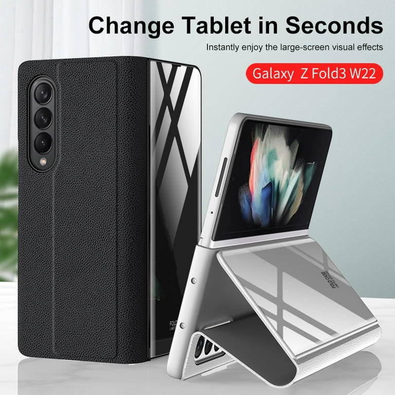 Galaxy Z Fold 3 5G Case, PU Leather Thin Slim Durable Shockproof