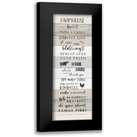 CAD Designs 9x18 Black Modern Framed Museum Art Print Titled - Farmhouse Rules