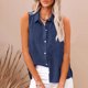thumbnail image 2 of Vestidos Casuales Para Mujer, Blusas De Mujer De Moda Camisa de verano para mujer, de moda, de color liso, sin mangas, con bolsillos y botones., 2 of 6