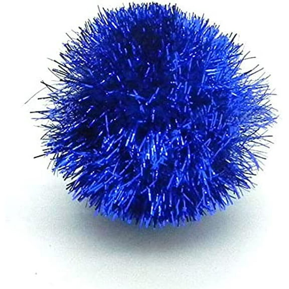 Tuff Kitty Puff Jumbo Sparkle Ball Cat Toy - (2 inch) 6 Pak Pick A Color (Blue)