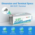 thumbnail image 2 of Redodo 12V 200Ah Lithium ion Battery PLUS with 12V 40A charger, Max 2560W Power Output 200A BMS Protection, Up to 15000 Deep Cycles Lifepo4 Battery, for RVs, Solar Systems, Off Grid, Marine, 2 of 7