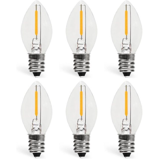 LAICAIW C7 0.6W 2700K Featuring Standard E12 LED Bulb Candelabra Base Replacement Night Light 6 Pack