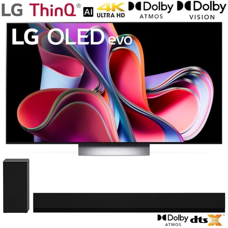 LG OLED evo G3 77 Inch 4K Smart TV 120Hz Bundle with LG GX 3.1 ch High Res Audio Soundbar with Wireless Subwoofer Dolby Atmos (2023 Model)