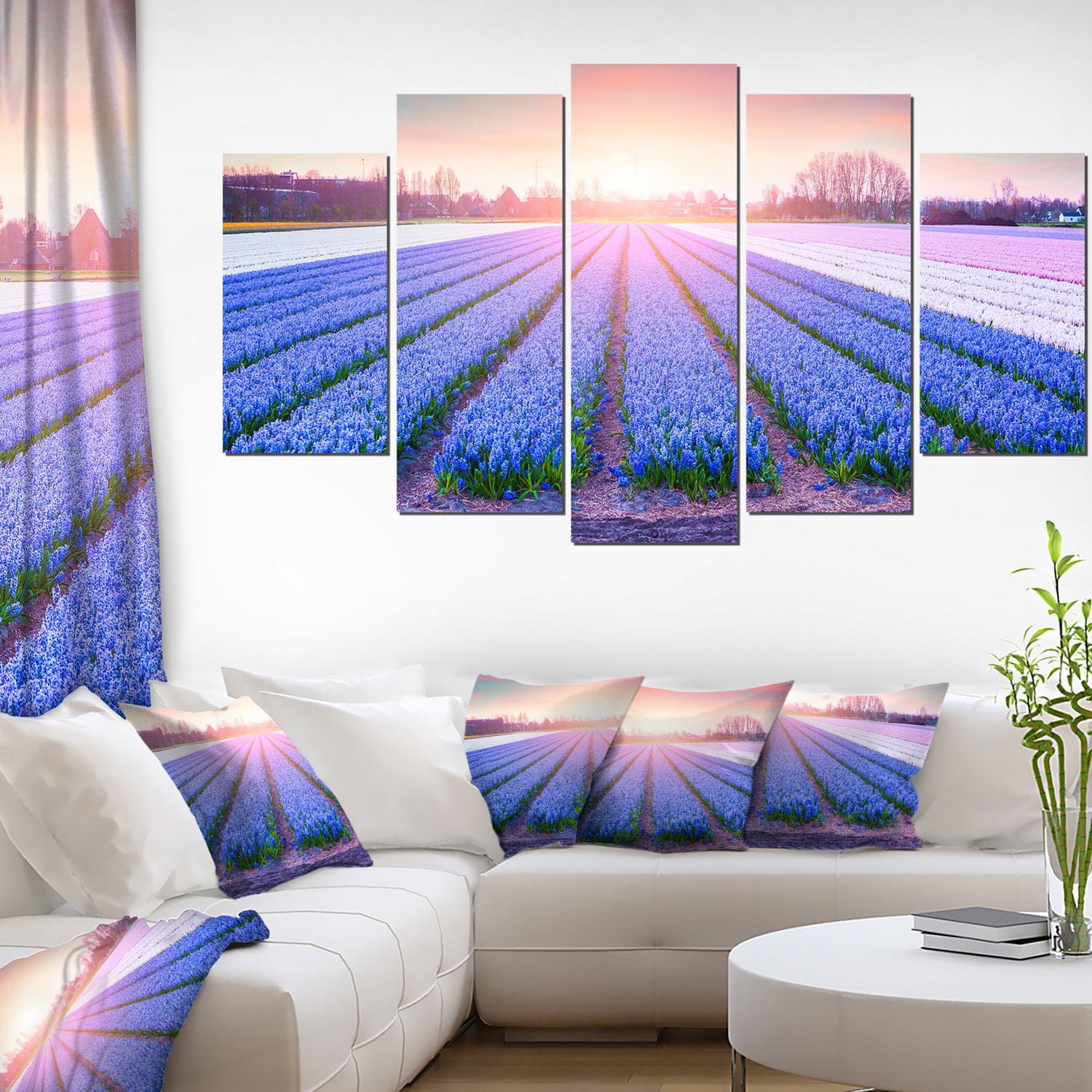 Design Art Field of Blooming Hyacinth Flowers Canvas Print