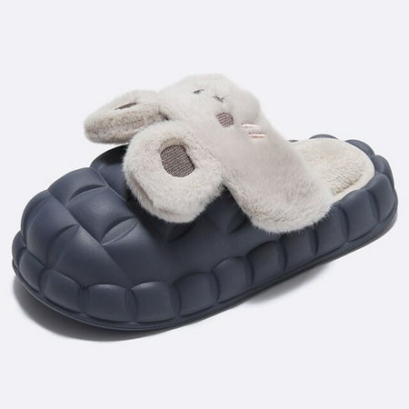 

CoCopeanut Cute Bunny Slipper for Female Kawaii Cartoon Rabbit Girls Home Faux Fur Woman Slippers Winter Indoor Warm Plush Shoes Sandals