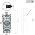 thumbnail image 3 of SKYSONIC Tile Pattern Tumbler Stainless Steel Double Wall Vacuum Reusable Insulated Mug with Straw and Built-in Coaste for Cold and Hot Beverages, 20oz, 3 of 7
