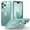 Green, variant on TECH CIRCLE Case for iPhone 13 Pro 6.1" 2021 - Translucent Back Sturdy Rotating Kickstand Shell Cover Compatible with MagSafe with Phone Ring Holder, Dark Red