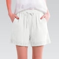 thumbnail image 2 of acuever Womens Wide Leg Linen Shorts Summer Casual Loose Pleated Elastic High Waisted Shorts Shorts Casual Summer Linen Palazzo Pants with Pockets Women's Shorts White Stay Put Waistband（4Xl）, 2 of 7