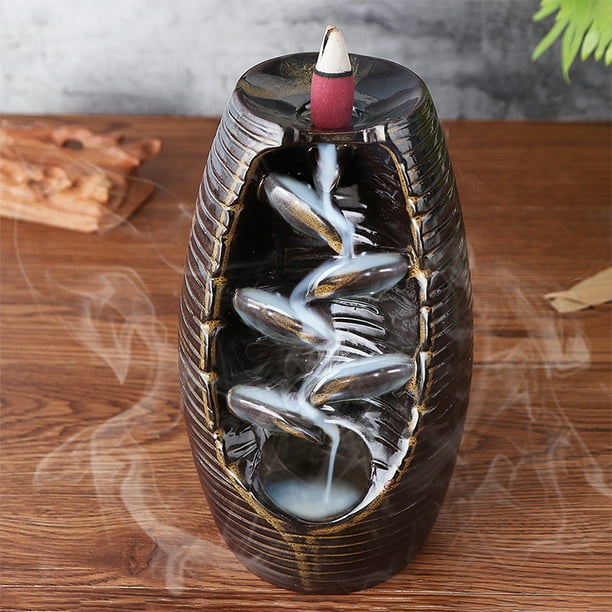 Ceramic Waterfall Backflow Incense Smoke Incense Burner Censer Holder For Home Decor 7 9 X3 9 Hxw Walmart Com Walmart Com