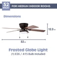 thumbnail image 6 of Prominence Home Benton 52 Inch Indoor LED Ceiling Fan with Light and Pull Chain, Bronze, 6 of 11