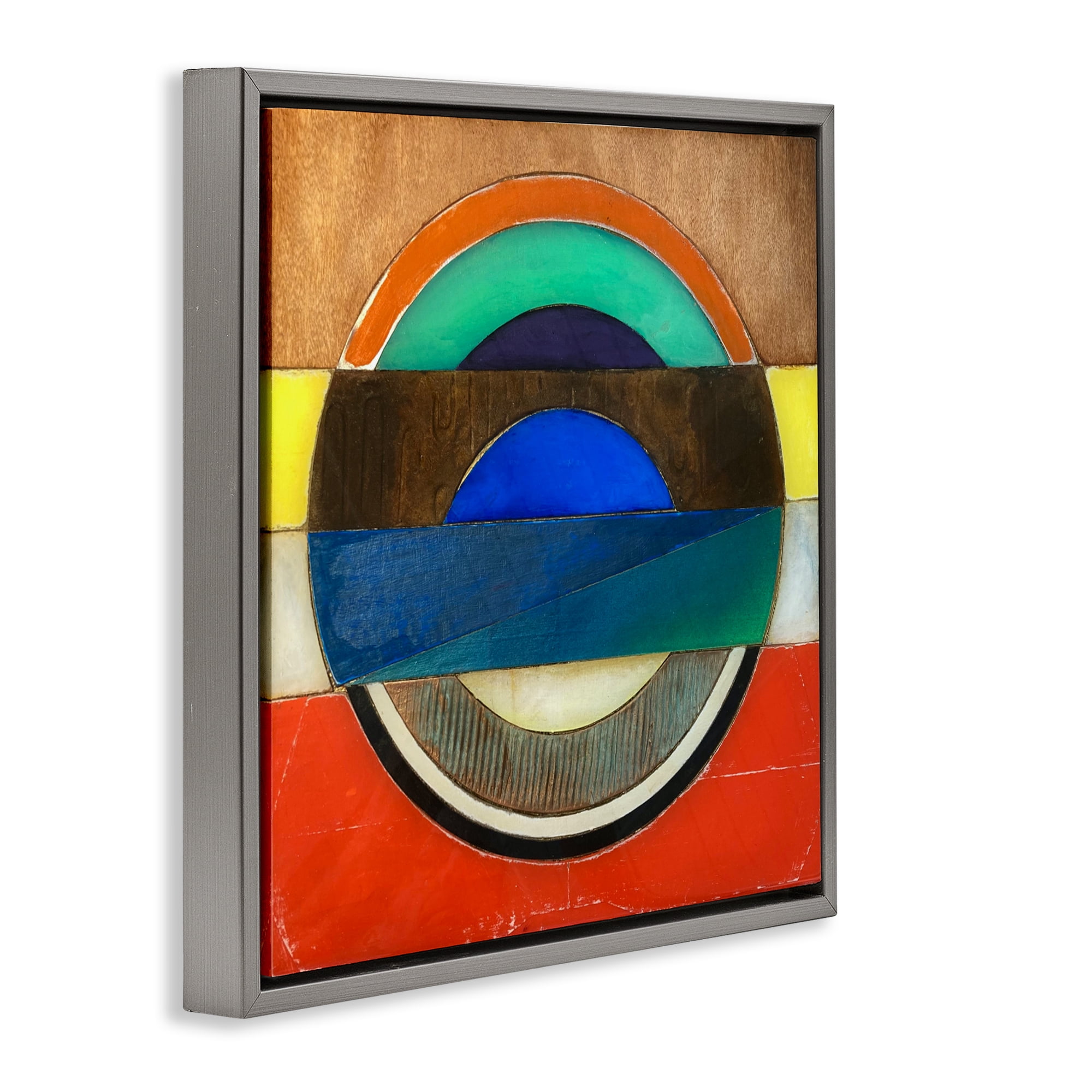 Stupell Industries Bisected Circle Structure Gray Framed Floater Canvas Wall Art, design by Matthew Finger