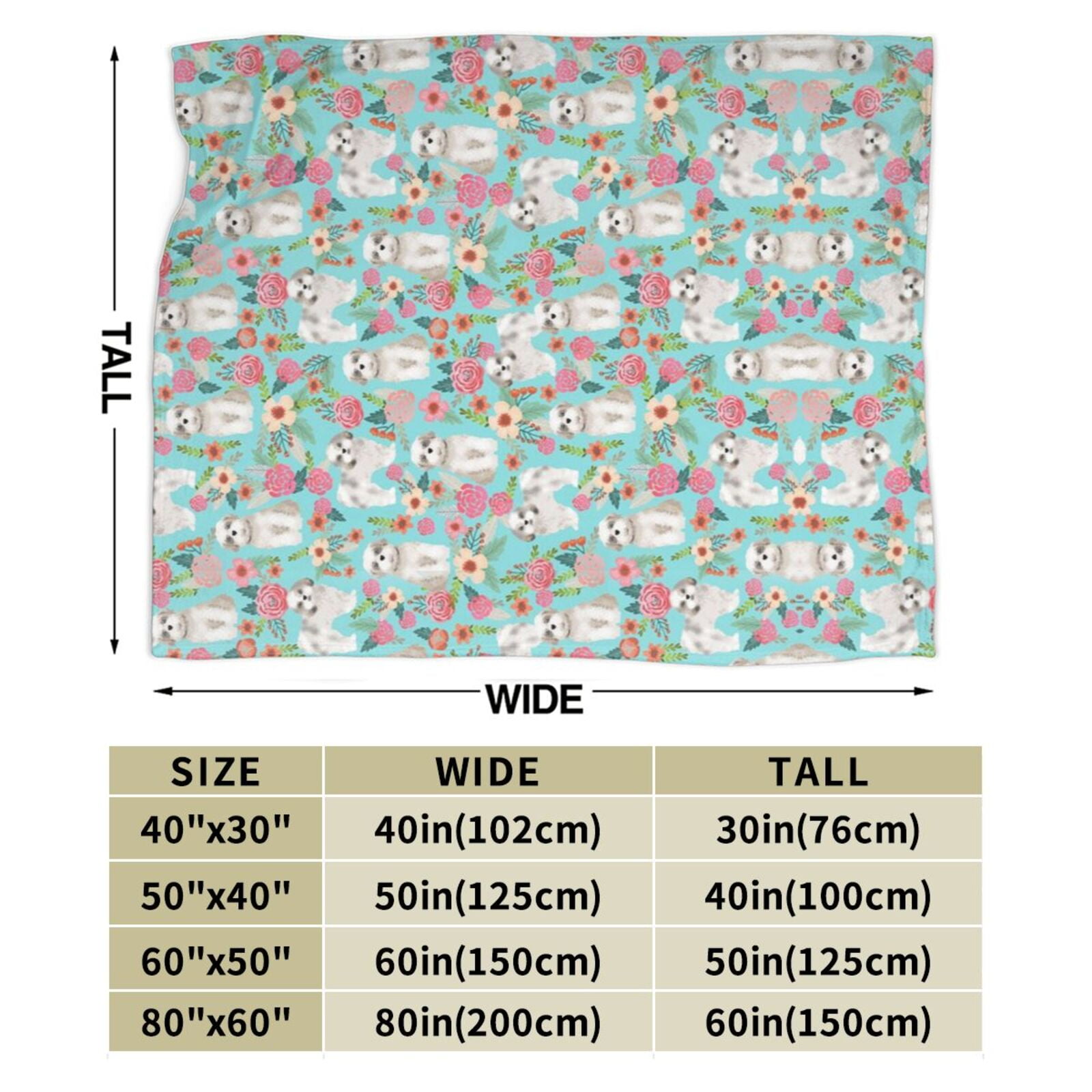 Wijzvio Shih Tzu Dogs Lovers Flower Floral Throw Blanket Soft Fuzzy Fleece Blanket For Couch Bed Living Room Decoration 50"X40"