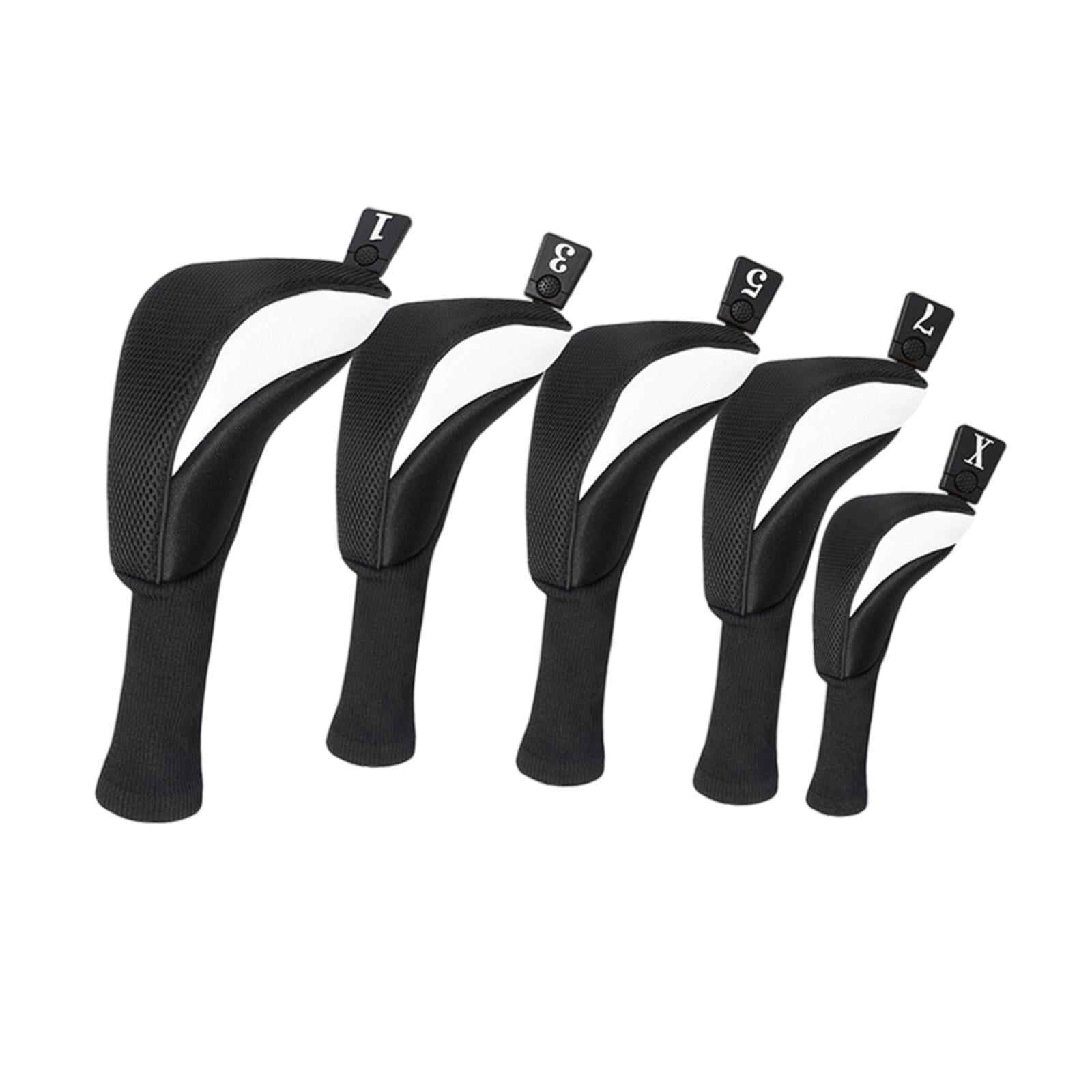 Baoblaze 5 Pieces Golf covers Golf Club Head Cover for Men Women Golfer Gift Black