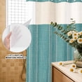 thumbnail image 4 of No Hook Shower Curtain, Teal Green Stripe Shower Curtains for Bathroom with See Through Top Window, Farmhouse Vintage Minimalist Geometric Waterproof & Washable Bath Curtain Narrow 54"x78", 4 of 9