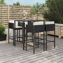 vidaXL Patio Bar Set Outdoor Wicker Table and Stool with Cushions Poly Rattan