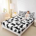 thumbnail image 4 of Homewish Funny Cat Kitten Full Size Sheets for Kids, White Black Cartoon Bed Sheets, Kawaii Animal Theme Sheet Sets, Super Cozy Room Decor, 4-Piece, 4 of 7