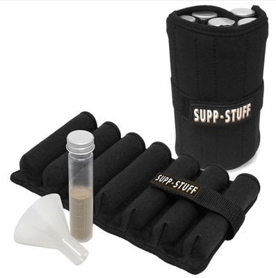 Supp Stuff Powder Supplement Organizer and Travel Case with 7 Powder Tubes and Transport Funnel Included, HSA/FSAPortable Protein Powder Supplement Container by Medcenter