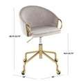 thumbnail image 7 of Indoor Home Office Furniture Claire Contemporary, Glam Task Chair In Gold Metal And Silver Velvet, 7 of 7