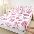 thumbnail image 4 of Manfei Seashell Bowtie King Sheets,Coastal Cute Bedding,4-Piece,1 Flat Sheet,1 Fitted Sheet and 2 Pillowcases, 4 of 6