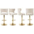 thumbnail image 6 of Guyou Swivel Bar Stool Set of 2, Modern Upholstered PU Adjustable Height Counter Barstools with Open Back and Metal Base for Kitchen Island Restaurant Home Bar, Beige, 6 of 13