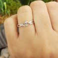 thumbnail image 5 of Dazzlingrock Collection 0.05 Carat (ctw) Sterling Silver Blue & White Diamond Crossover Swirl Bridal Promise Ring, Size 5, 5 of 5