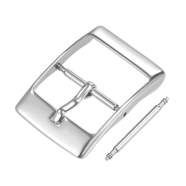 Unique Bargains Stainless Steel Polished Silver Tone Buckle, for 18mm Width Watch Band with Spring Bar