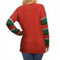 thumbnail image 3 of MOSHU Ugly Christmas Sweaters for Women Graphic Knitted Pullover Sweaters Casual V-neck Side Slits Tops, 3 of 8