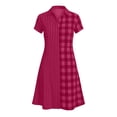 thumbnail image 6 of Iyufng Womens Dresses Checkered Patchwork Dress Summer Casual Loose-Fit Midi Dress, 6 of 6