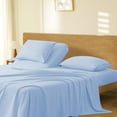 thumbnail image 4 of Flex Top King Size Sheets for Sleep Number Bed 4 Pcs 800 TC 100% Egyptian Cotton 12" Inch Deep Pocket Sheets Split Top King Sheet Set Split Down 28" from The top - Light Blue Solid, 4 of 7