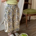 thumbnail image 2 of Odeerbi 1-10 Años Niñas Algodón Bloomers Verano Floral Ruffle Jogger Pantalones Flower Print Lindo Ocio Linterna Pantalones Pantalones Haren Con Bolsillo, 2 of 9