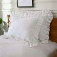 thumbnail image 3 of 2X 100% Cotton Ruffle Pillowcase Ruffled Pillow Cover White Pillow Case, 3 of 4