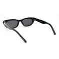 thumbnail image 4 of Womens Narrow Rectangular Cat Eye Retro Plastic Sunglasses All Black, 4 of 4