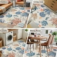 thumbnail image 6 of Marine Life Washable Area Rugs 4'x6', Watercolor Seahorse Coral Starfish Linen Texture Low Pile Throw Living Room Rug Non-Slip Sturdy Edge Binding Carpet for Indoor Entryway Bedside Kitchen, 6 of 9