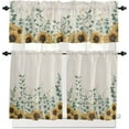 thumbnail image 2 of Kitchen Curtains and Valances Set, Summer Sunflower Eucalyptus Leaves Vintage Floral Plants Short Rod Pocket 3 Pieces Window Curtain Set for Bedroom, Bathroom, 36 Inch Long, 2 of 5