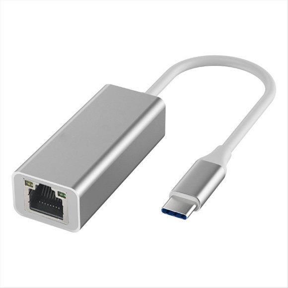 Adaptador Tipo C A Ethernet Convertidor de Interfaz Tipo C A RJ45 para Tipo de Portátiles Plata