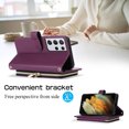 thumbnail image 3 of Allytechgroup for Samsung Galaxy S21 Ultra Wallet Case, Premium PU Leather Magnetic Buckle Zipper Pocket Card Slots Flip Stand Protective Cover with Hand Strap & Shoulder Strap - Darkpurple, 3 of 12