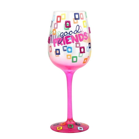 Hand Painted Wine Glasses Birthday Girl Top Shelf Multicolor
