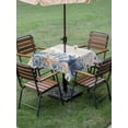 thumbnail image 4 of Outdoor Tablecloth with Umbrella Hole for Patio/Picnic/Party/Camping, Blue Starfish Coastal Waterproof Table Cloth Square Cover Washable, Eucalyptus Summer Nautical Shell Vintage (54"x 54"), 4 of 8