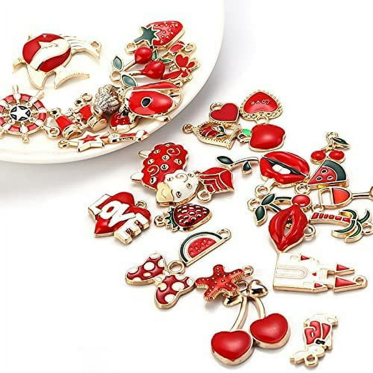 Rainbow enamel charms, Nickel free metal pendants for jewelry making