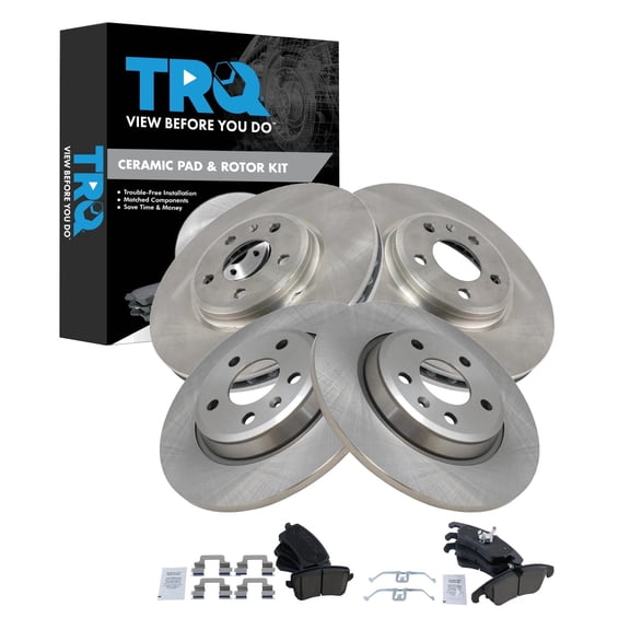 TRQ Front & Rear Brake Pad & Rotor Kit Ceramic Fits 2009-2011 Audi A4 A4 Quattro 2010-2011 A5 2008-2011 A5 Quattro