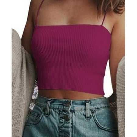 

Women Camisole Solid Color Knitted Rib Fashion Summer Slim Vest