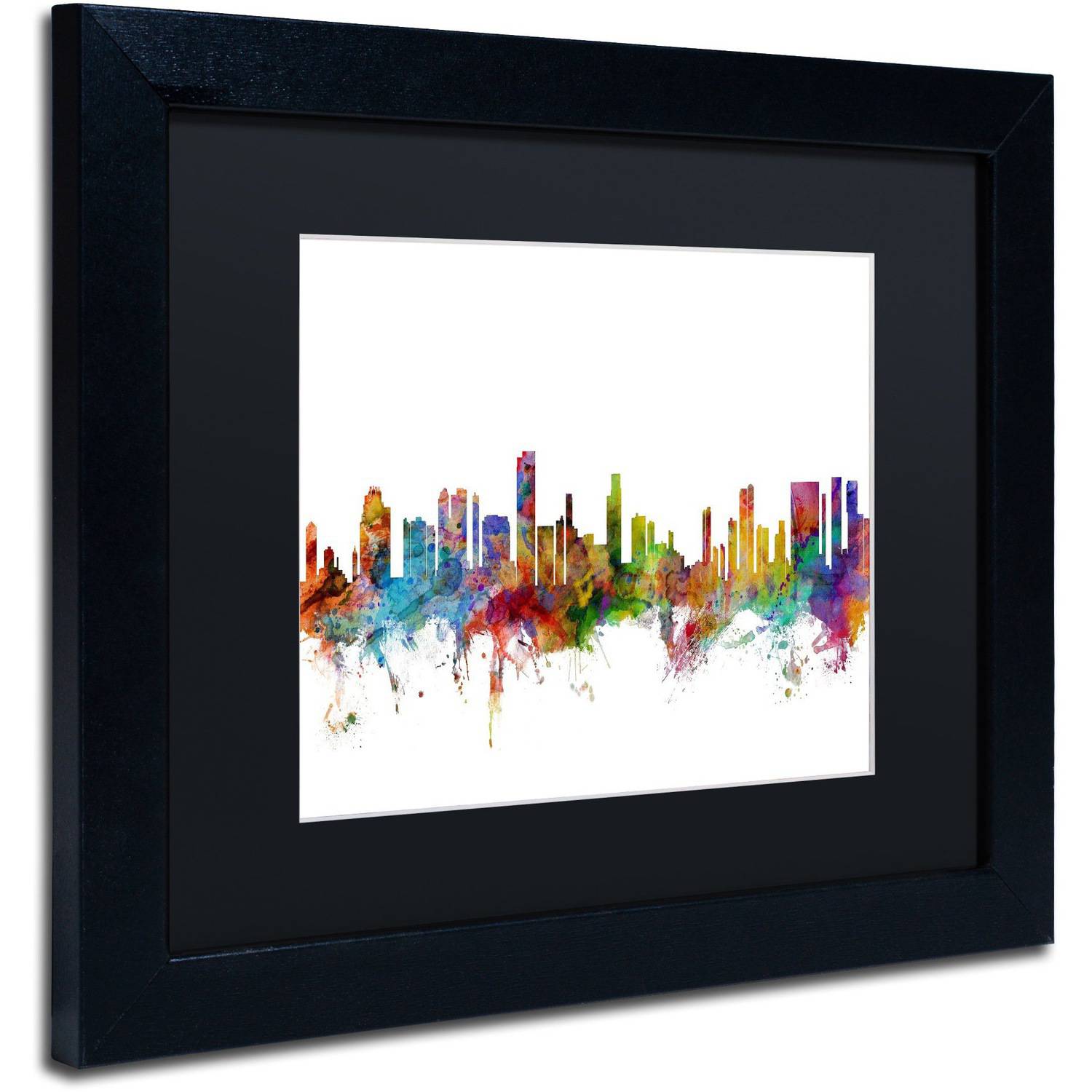 Trademark Fine Art 'Honolulu Hawaii Skyline' Canvas Art by Michael Tompsett, Black Matte, Black Frame