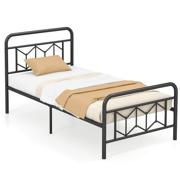 Infans Twin Size Bed Frame Mattress Foundation w/ Headboard 12.5" Under-bed Storage