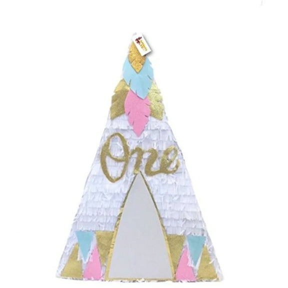 APINATA4U White Teepee Pinata with Gold
