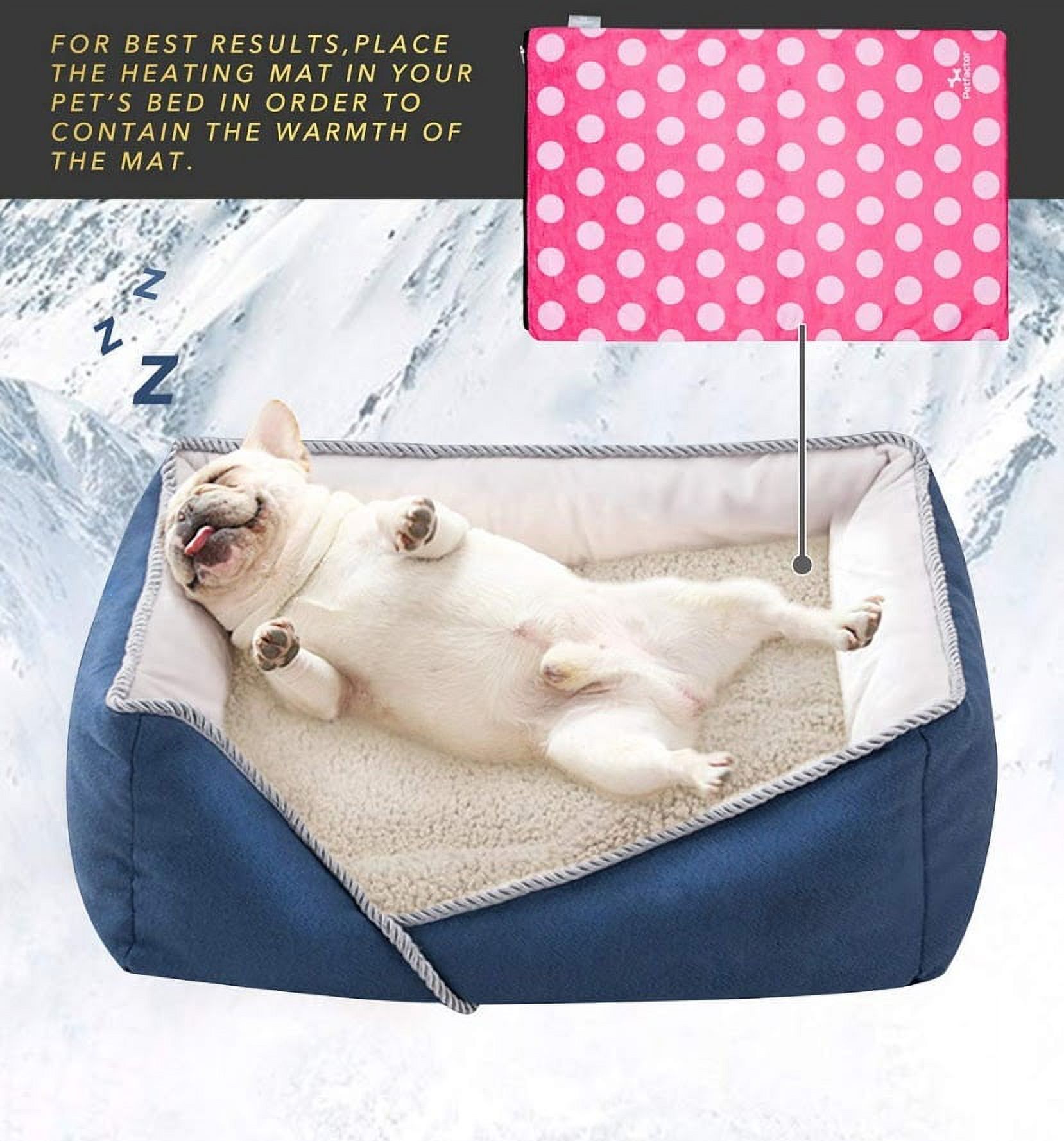 Indoor Pet Electric Heating Pad, Petfactors 7-Level Controller DC15.6V Low Voltage Safety Waterproof Heated Bed with Thermostat and Adapter, Removable and Washable Fleece Cover for Easy Maintenance