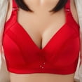 thumbnail image 2 of Elainilye Fashion Wireless Bra for Women Gathering Bra Thin Plus Size Bras Underwear Everyday Bras,Red, 2 of 6