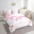 thumbnail image 3 of Feelyou Cute Watercolor Bow Bedding Comforter Set 7pcs for Child, Kawaii Bowknot Stars Pink King Bedding Sets, Dreamy Princess Ribbon Reversible Bed Sheets, Lightweight Room Decor, 3 of 7