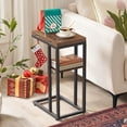 thumbnail image 5 of Foldable End Table, Gold C Shaped Side Table with Storage Shelf, Small Snack Table Suitable for Living Room Bedroom Small Spaces, Easy Assembly, Gold and Marble, 5 of 9