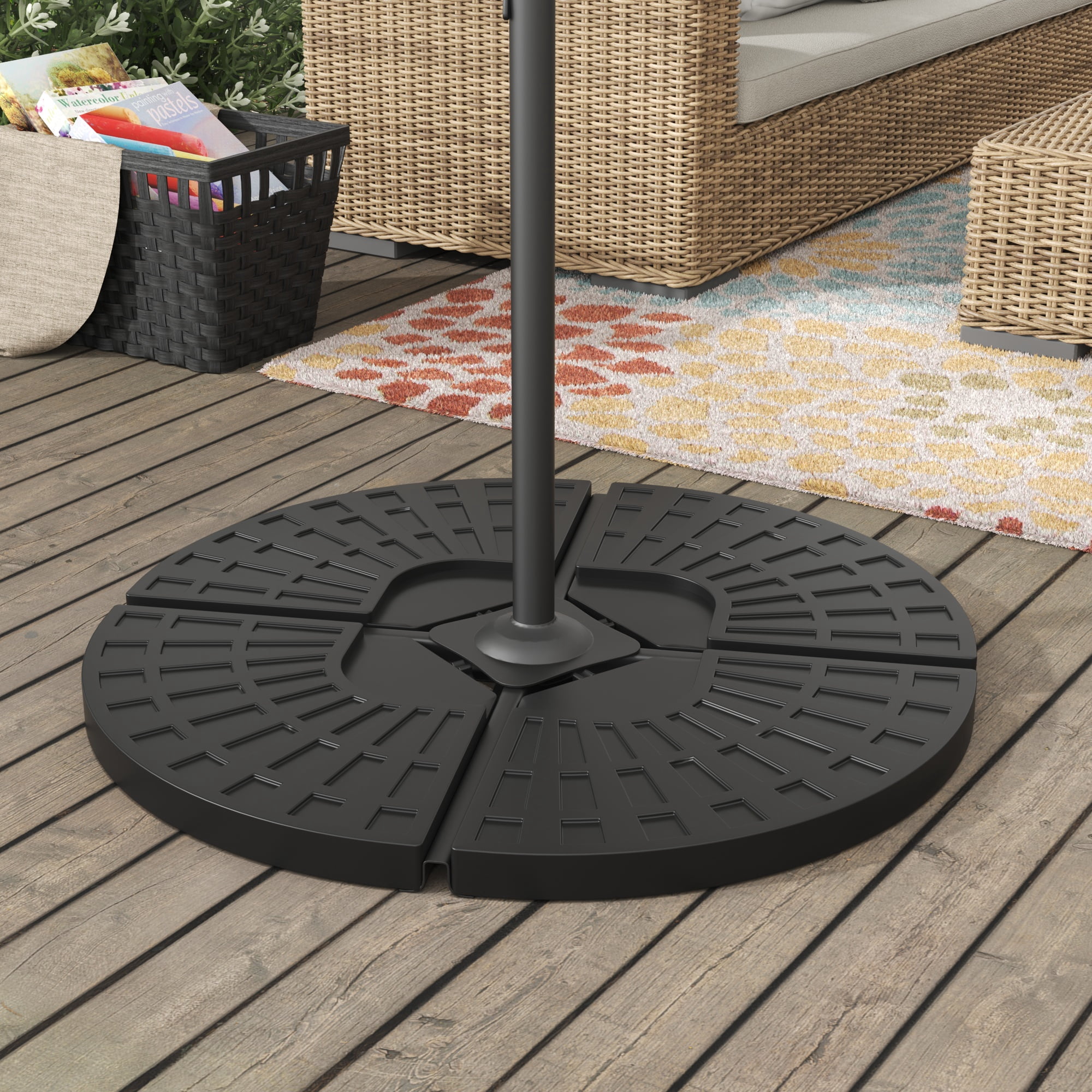Prime Garden 4 Pieces Umbrella Base Stand Heavy Duty,Black